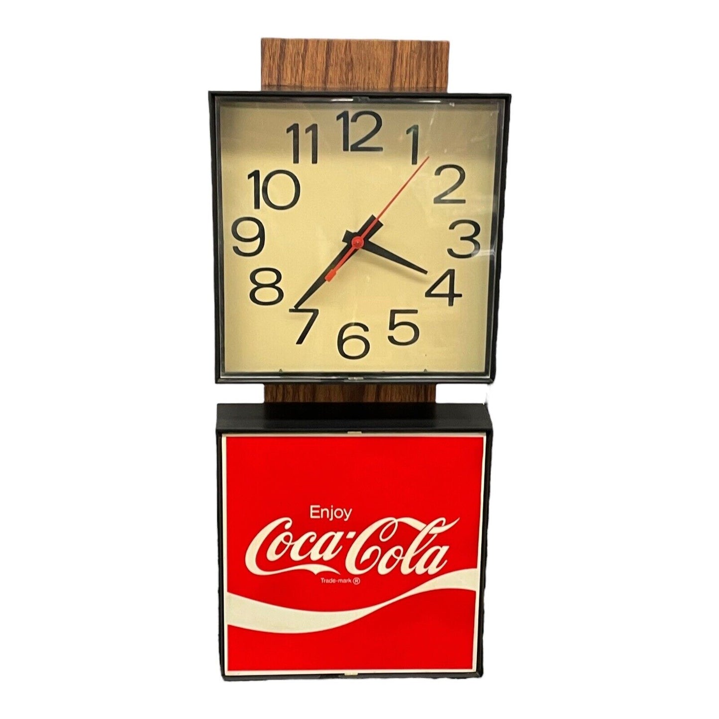 1975 Coca Cola Clock /Sign Wall Mount Tested Not Backlit