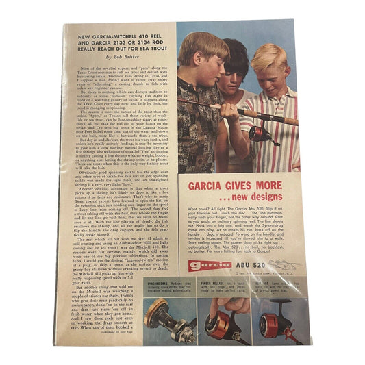 1966 Vintage Abu-Garcia Abu 520 Spinning Reels Sports Afield June 1966 print Ad