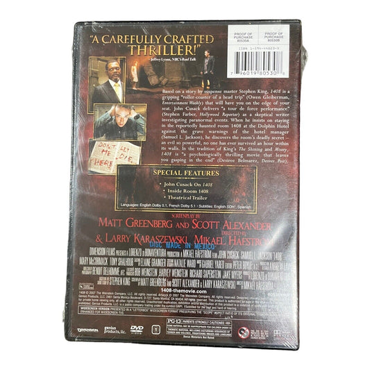 1408 DVD 2007 Sealed Stephen King Horror
