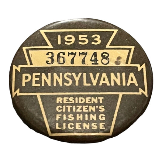 1953 Pennsylvania Resident Citizen's Fishing License Pinback #367748