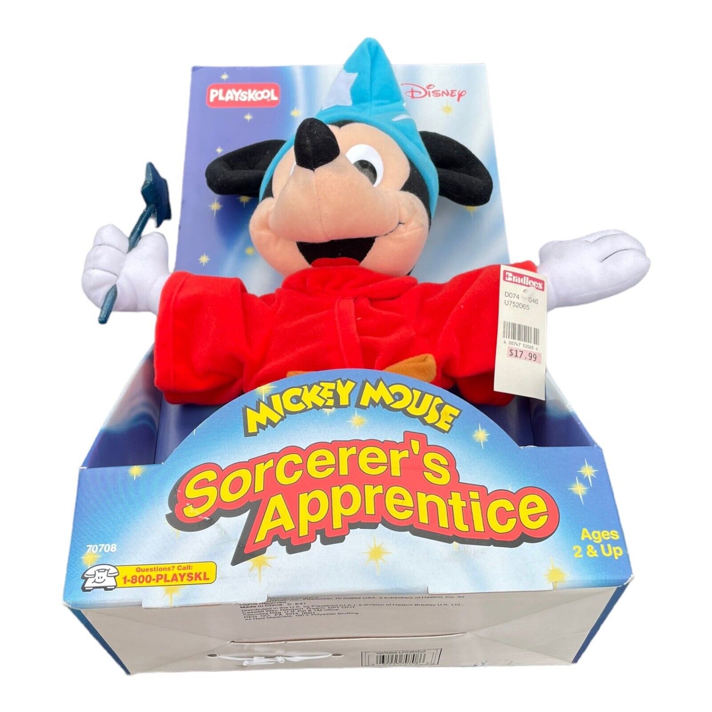 1989 Disney Playskool Mickey Mouse Sorcerers Apprentice Fantasia Plush