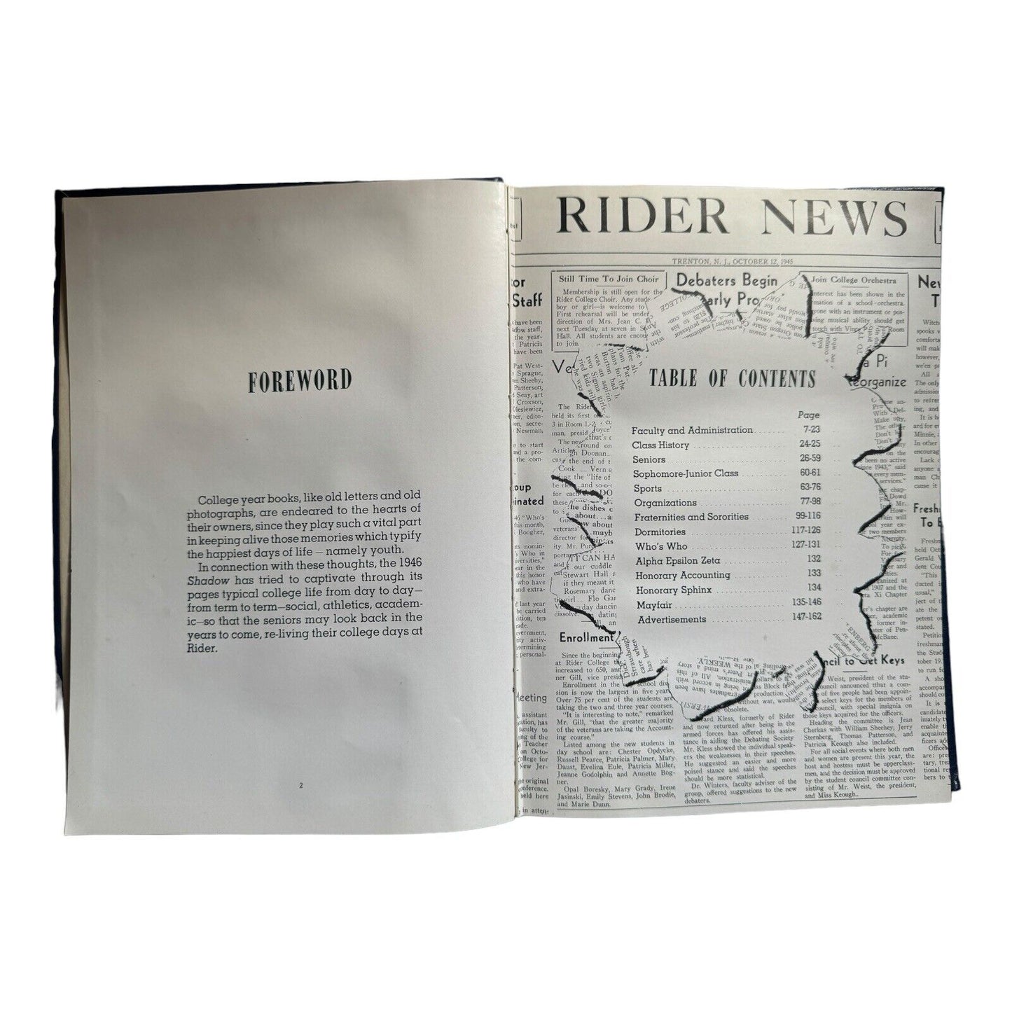 1946 Shadow Rider College Rider University Trenton New Jersey Yearbook