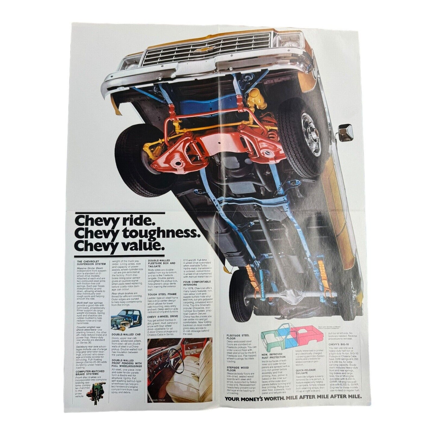 1976 Chevy Pickup Trucks Brochure 8 Page Fold Out Chevrolet Trucks Square Body