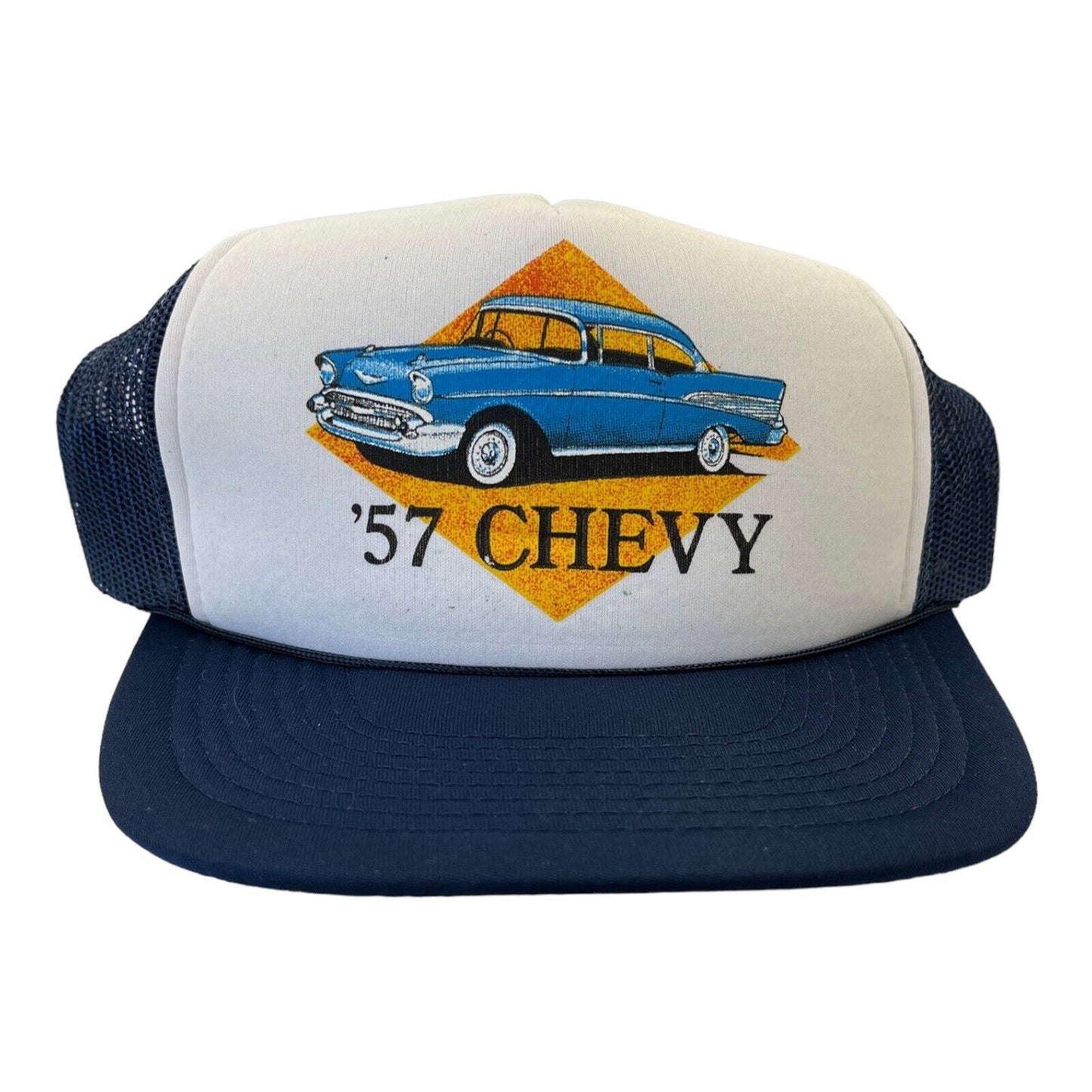 1957 Chevy Trucker Hat SnapBack Cap Adjustable Navy Blue & White