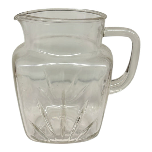 1950s Vintage Federal Clear Glass Square Juice Pitcher 1Qt Company Star MCM