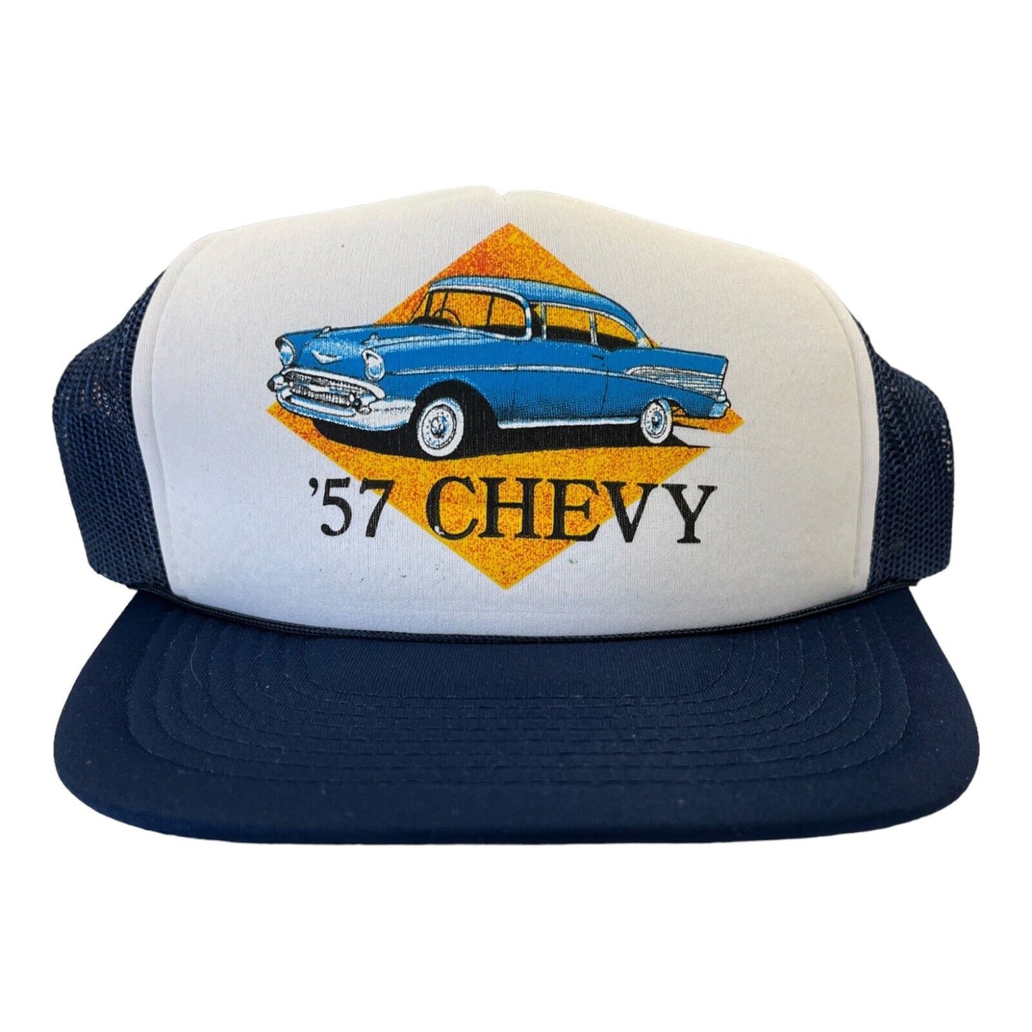 1957 Chevy Trucker Hat SnapBack Cap Adjustable Navy Blue & White