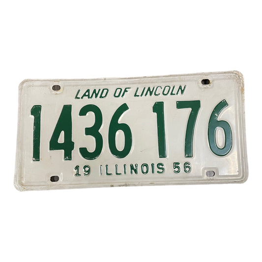 1956 Illinois License Plate 1436 176 Man Cave Garage Classic Car Single Plate