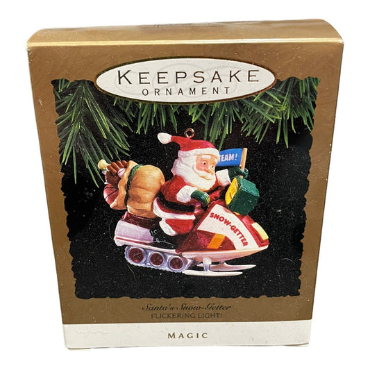1993 Hallmark Keepsake Ornament Santas Snow Getter Flickering Light Magic