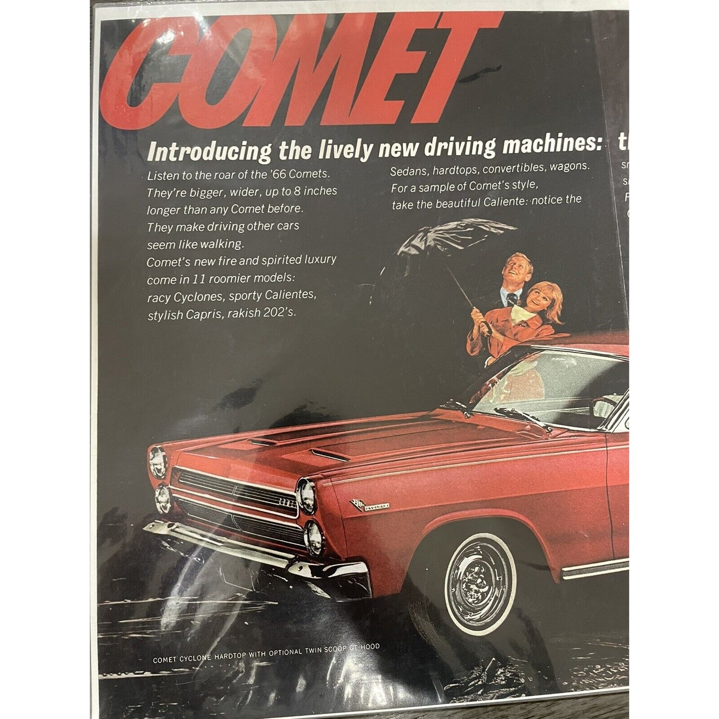 1966 Mercury Comet Automobile Vintage Original Print Ad Red