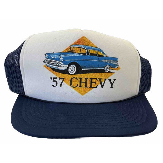 1957 Chevy Trucker Hat SnapBack Cap Adjustable Navy Blue & White