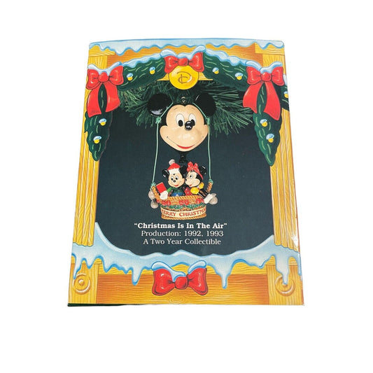 1992 Enesco Disney Christmas is in the Air Ornament Mickey Minnie Balloon
