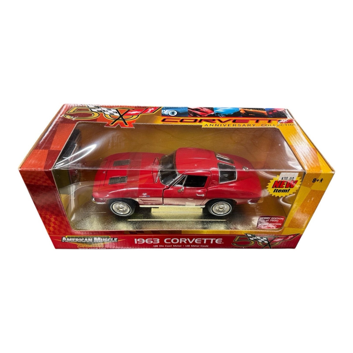 1963 Corvette 50th Anniversary, American Muscle Red w/tool boxes 1:18 Ertl 33175