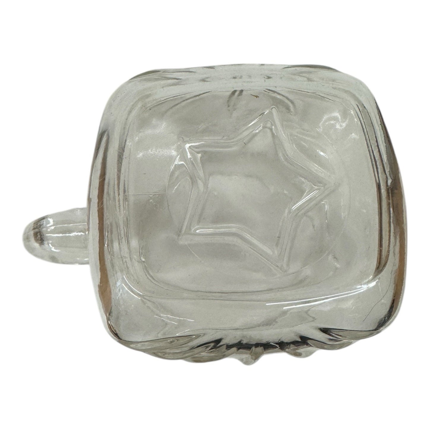 1950s Vintage Federal Clear Glass Square Juice Pitcher 1Qt Company Star MCM