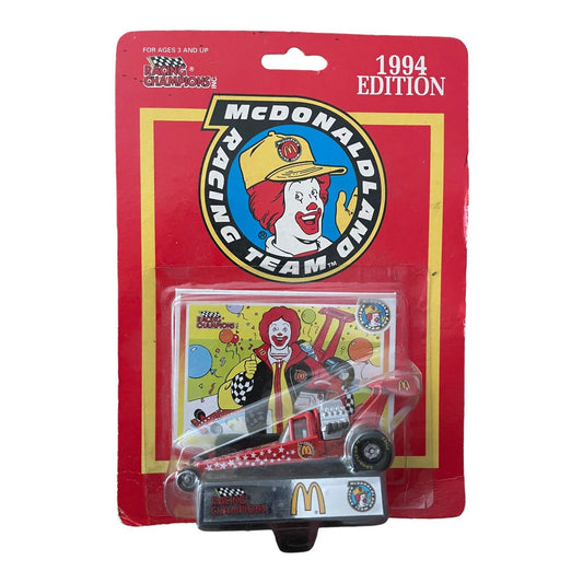 1994 McDonalds Racing Team Ronald Top Fuel Drag Car Card with Stand 1/64