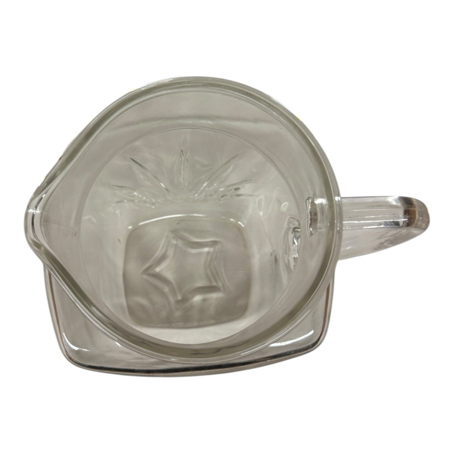 1950s Vintage Federal Clear Glass Square Juice Pitcher 1Qt Company Star MCM