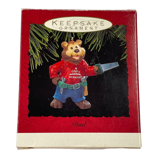 1993 Hallmark Keepsake Ornament Dad Dad's Workshop Teddy Bear