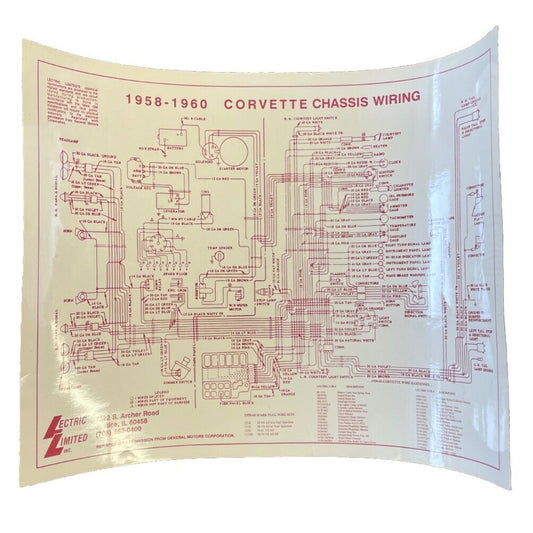 1958-1960 Corvette Chassis Wiring Diagram Laminated