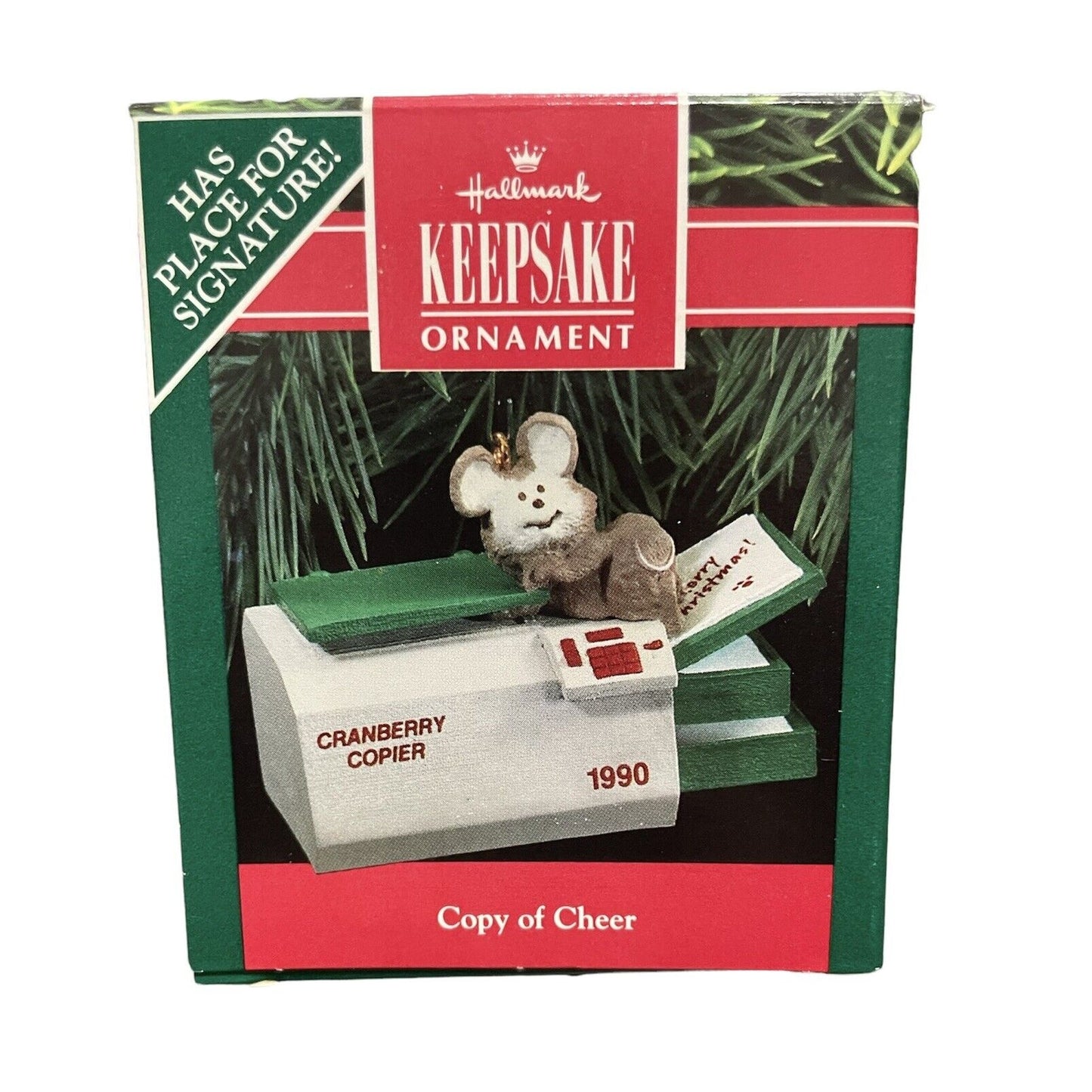 1990 Hallmark Keepsake Ornament Copy Of Cheer Cranberry Copier Dated 1990