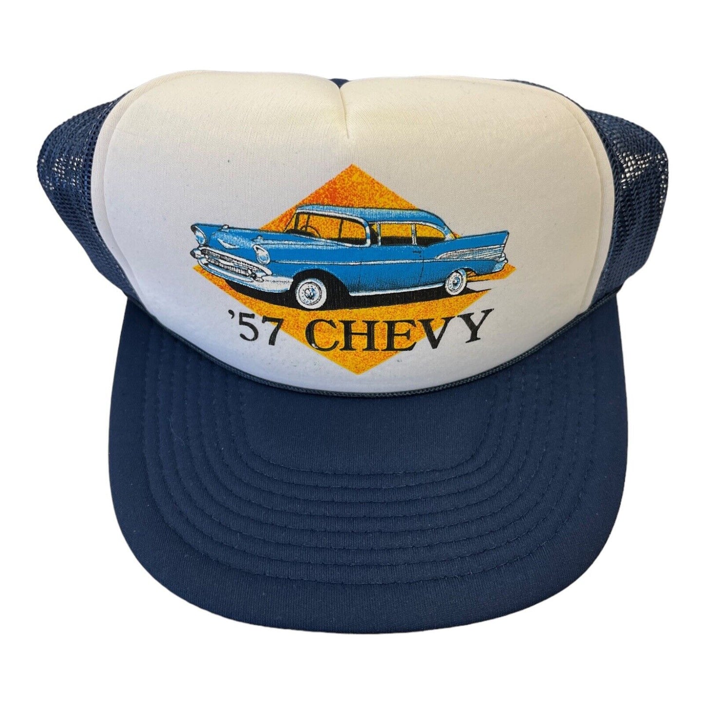 1957 Chevy Trucker Hat SnapBack Cap Adjustable Navy Blue & White