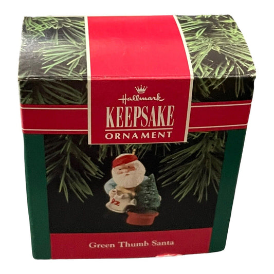 1992 Hallmark Keepsake Green Thumb Santa Ornament