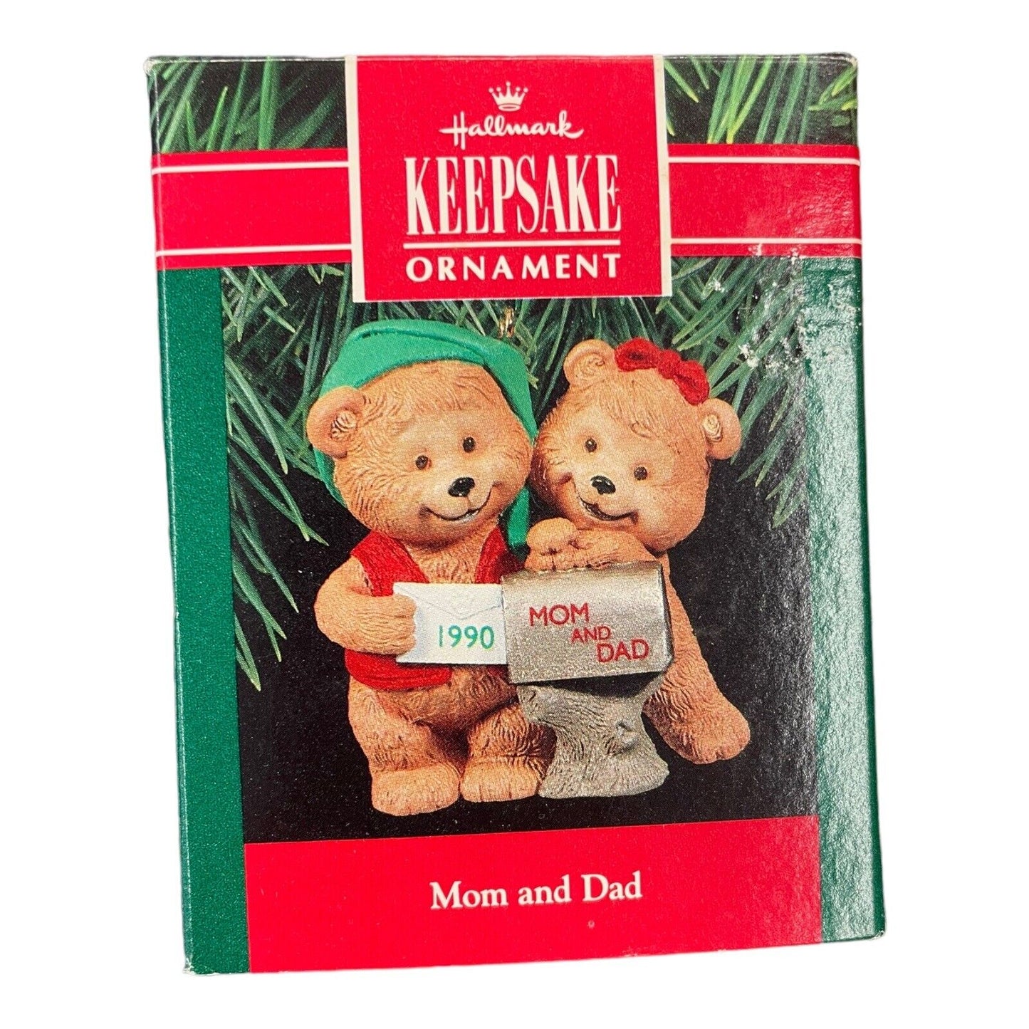 1990 Hallmark Handcrafted Keepsake Christmas Ornament Mom and Dad Bears QX4593