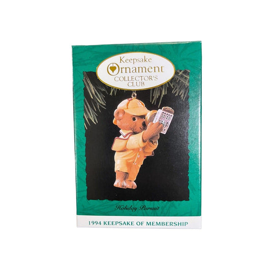 1994 Hallmark Keepsake Ornament Detective Bear Holiday Pursuit Collector's Club